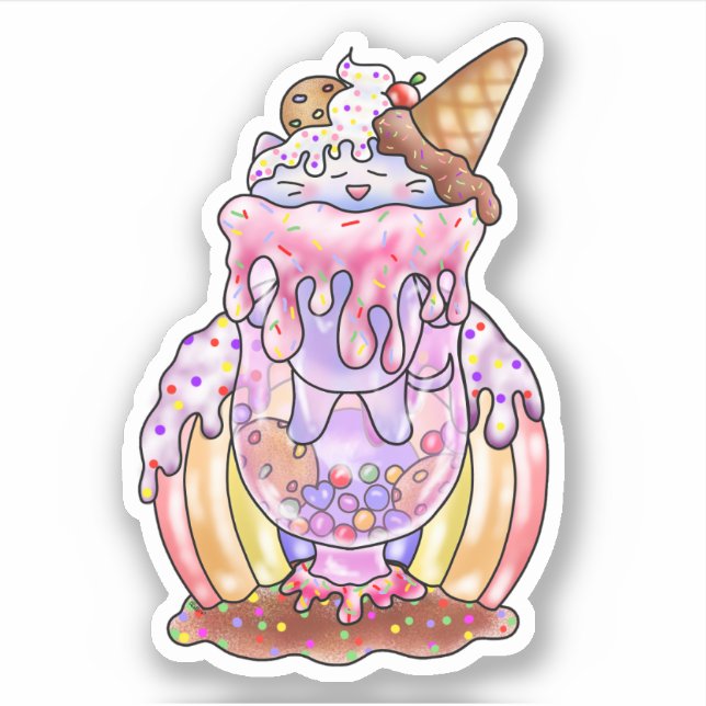 Ice cream Cat Float | Sticker (Front)