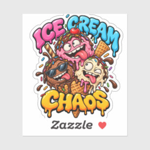 Ice Cream Chaos Funny Vinyl Sticker