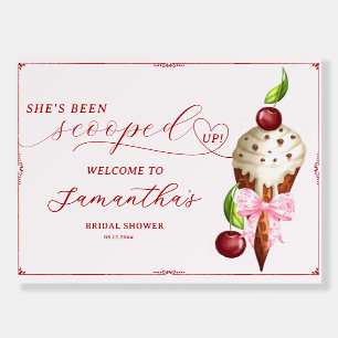 Ice Cream Cherry Scooped Up Bridal Shower Welcome Foam Board