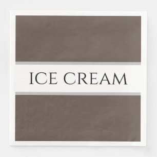 ICE CREAM Chocolate Brown Vanilla White Stripes Paper Dinner Napkins