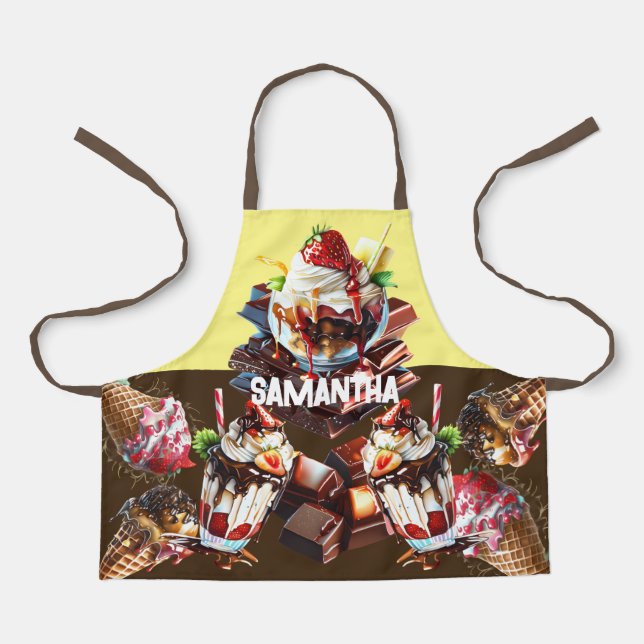 Ice cream chocolate candy DIY name boys girls Apron (Front)