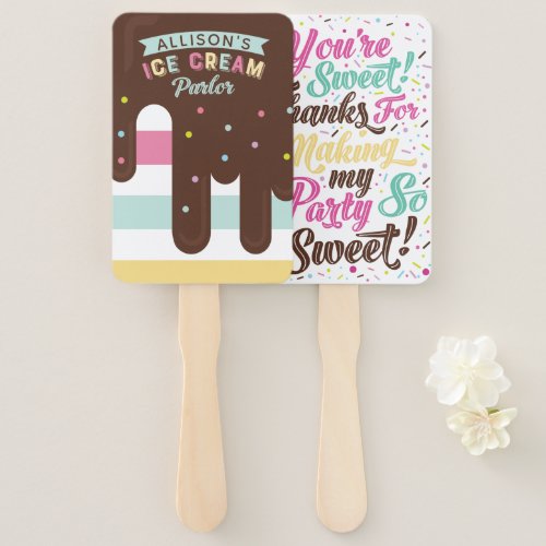 Ice Cream Chocolate Popsicle Treat Birthday Party Hand Fan
