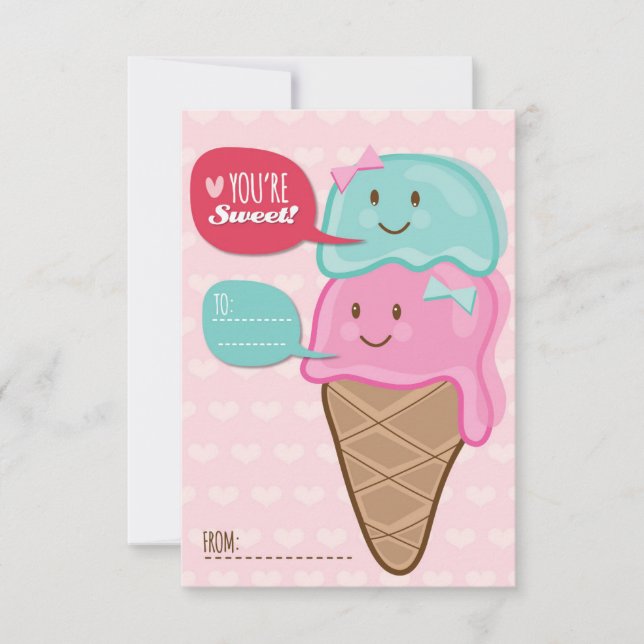 Ice Cream Classroom School Kids Valentine's Day Invitation (Front)