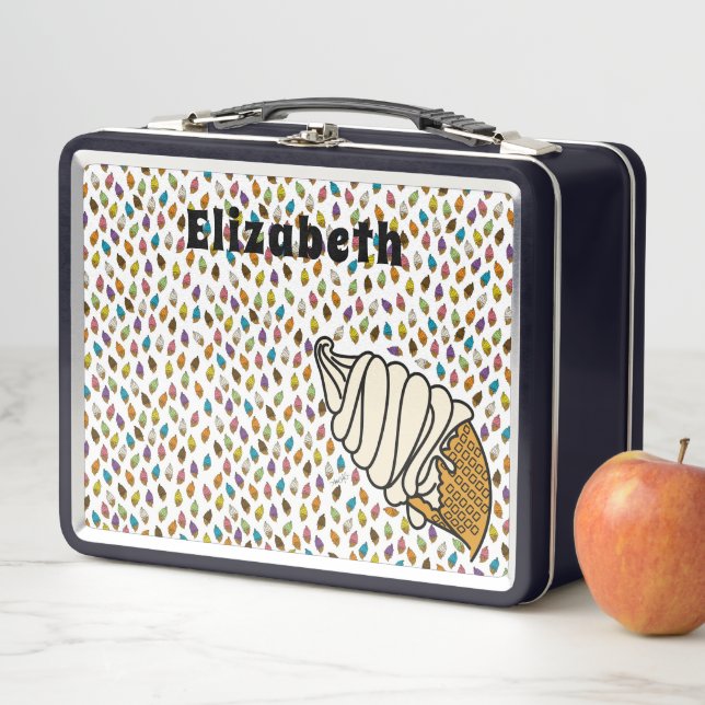 Ice Cream Colorful-Vanilla Custom Text Metal Lunch Box (In Situ)