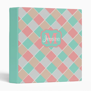 Ice-Cream Colors Checked Personalised 3 Ring Binder