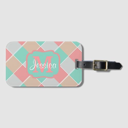 Ice_Cream Colors Checked Personalised Luggage Tag