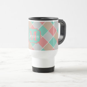 Ice-Cream Colors Checked Personalised Travel Mug