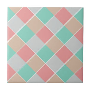 Ice-Cream Colors Checked Tile
