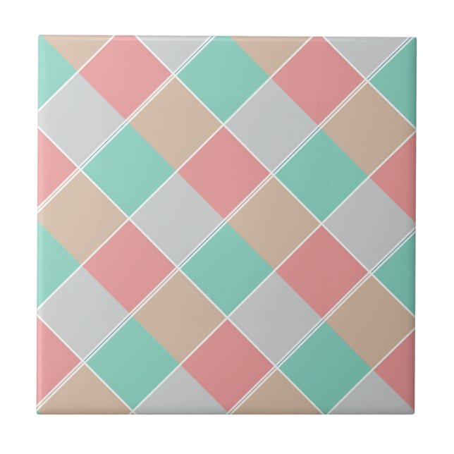 Ice-Cream Colors Checked Tile (Front)