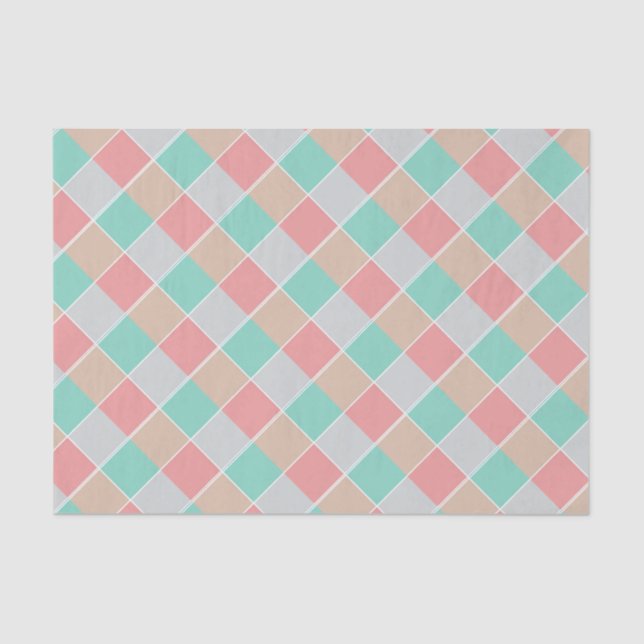 Ice-Cream Colors Checked Tissue Paper (Front)