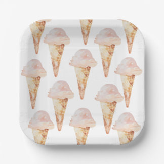 Ice Cream Cone 7" Square Paper Plate