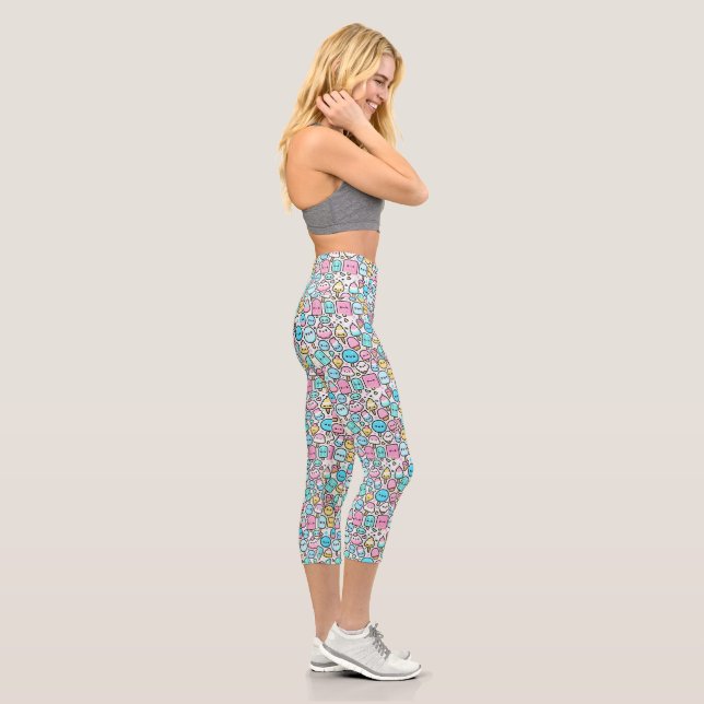 Ice Cream Cone and Popsicle Kawaii Art Capri Leggings (Right)