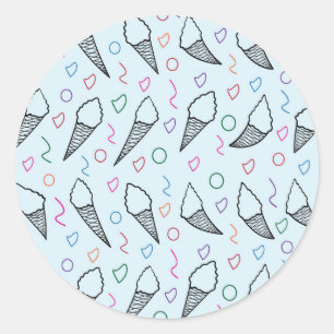 Ice cream cone art for ice cream lover classic round sticker