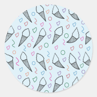 Ice cream cone art for ice cream lover classic round sticker