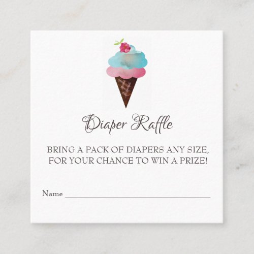 Ice Cream Cone Baby Shower Diaper Raffle Ticket