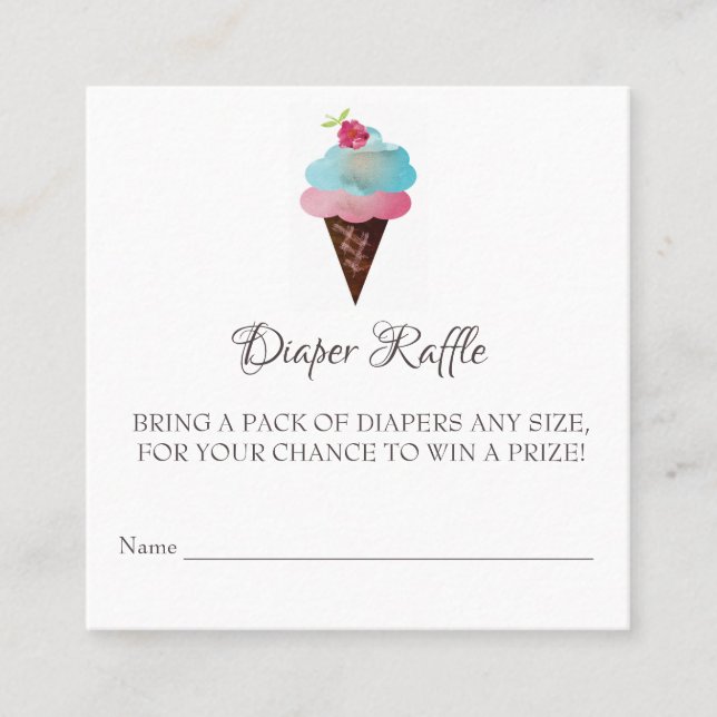 Ice Cream Cone Baby Shower Diaper Raffle Ticket (Front)