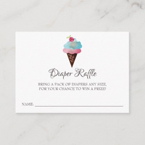 Ice Cream Cone Baby Shower Diaper Raffle Ticket Enclosure Card