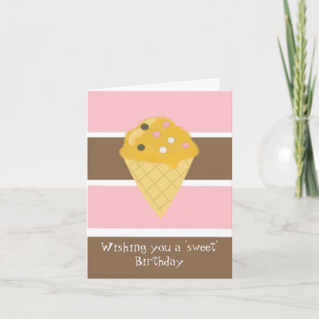 Ice Cream Cone Birthday Greeting Card (Front)