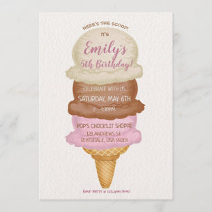 Ice Cream Cone Birthday Party Invitation