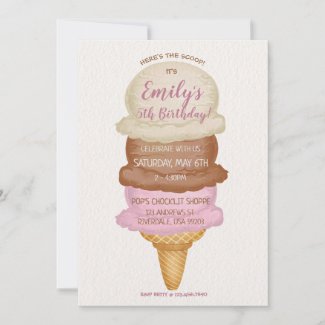 Ice Cream Cone Birthday Party Invitation