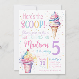 Ice Cream Cone Birthday Party Invitation