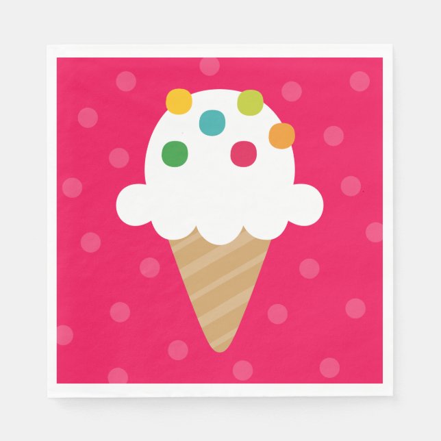 Ice Cream Cone Birthday Party Napkins (Front)