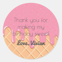 Ice Cream Cone Birthday Stickers