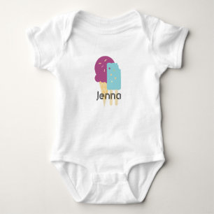 Ice-cream Cone Birthday Summer Party Name Baby Bodysuit