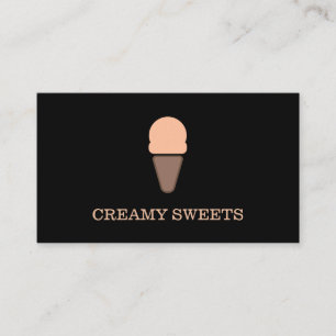 Ice Cream Cone Black Orange Business Card