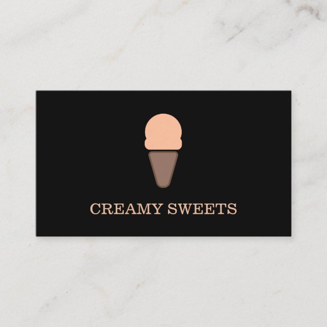 Ice Cream Cone Black Orange Business Card (Front)