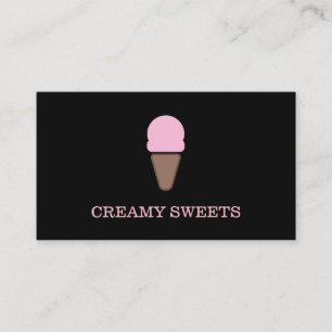 Ice Cream Cone Black Pink Business Card