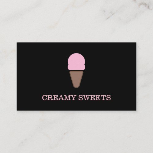 Ice Cream Cone Black Pink Business Card