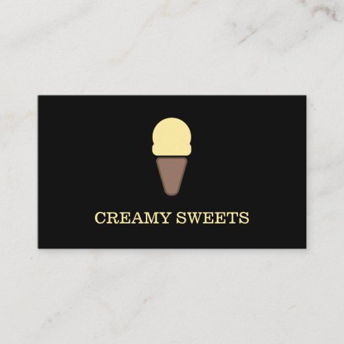 Ice Cream Cone Black Yellow Business Card