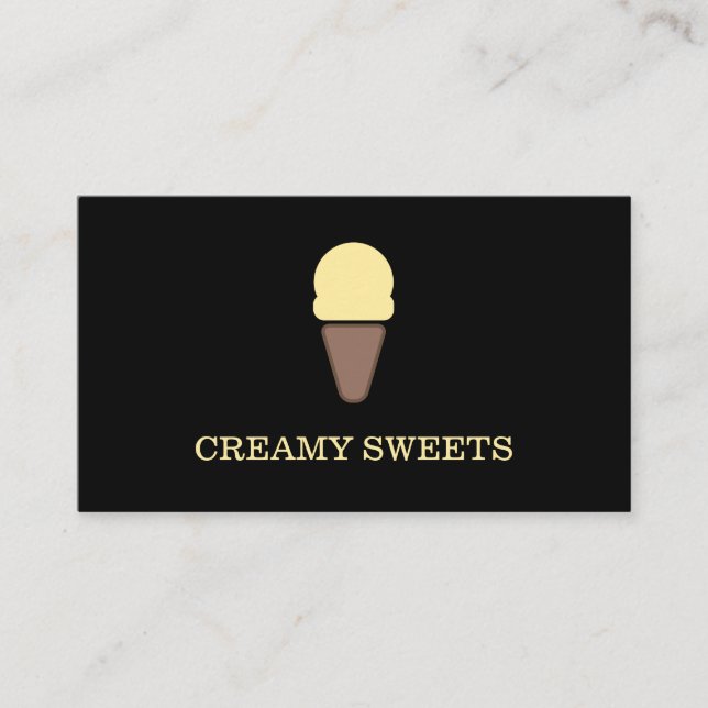 Ice Cream Cone Black Yellow Business Card (Front)