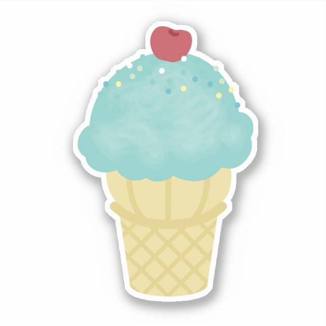 Ice Cream Cone Blue Sticker (Front)