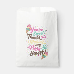 Ice Cream Cone Bright Typographic Birthday Party Favor Bag