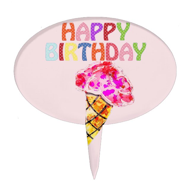 Ice Cream Cone Cake Topper (Front)
