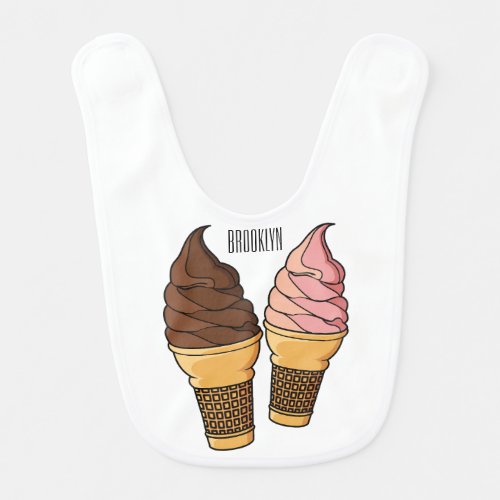 Ice cream cone cartoon illustration  baby bib