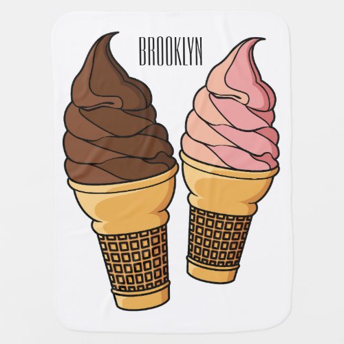 Ice cream cone cartoon illustration  baby blanket