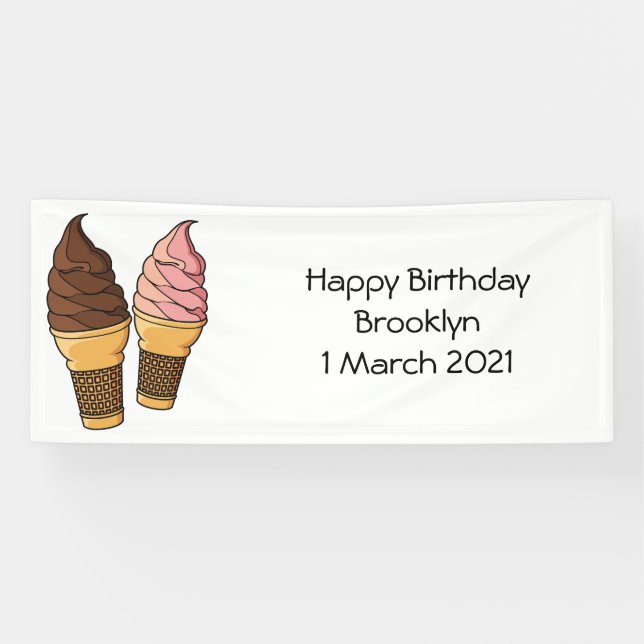 Ice cream cone cartoon illustration banner (Horizontal)