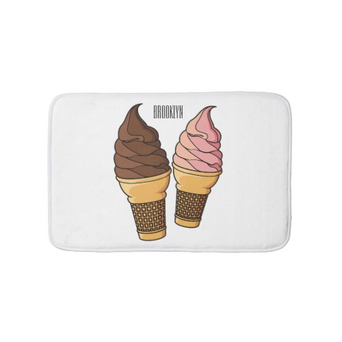 Ice cream cone cartoon illustration  bath mat