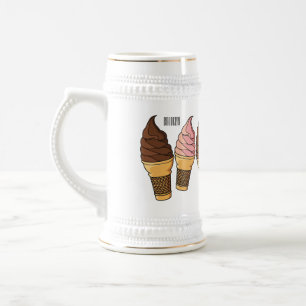 Ice cream cone cartoon illustration beer stein