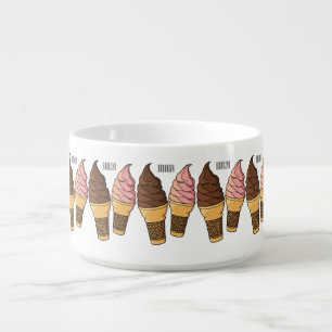 Ice cream cone cartoon illustration bowl