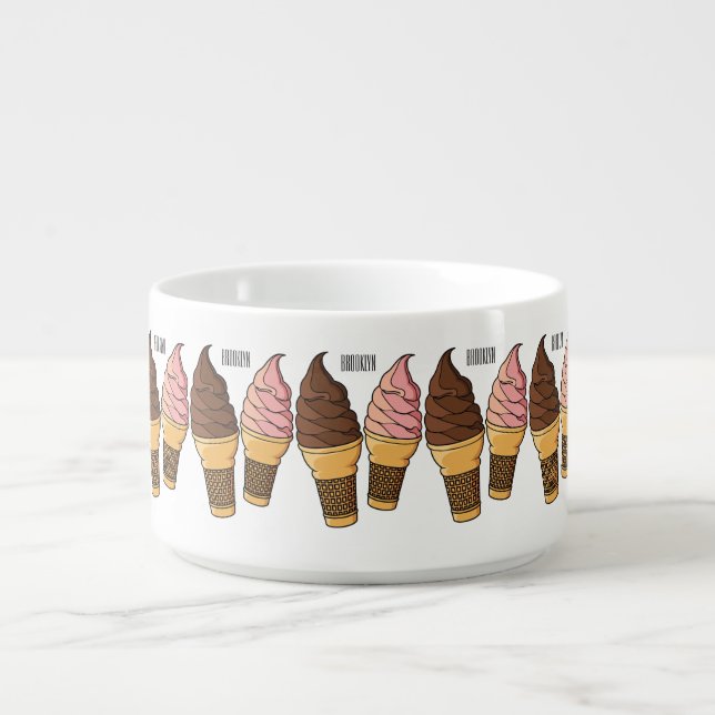 Ice cream cone cartoon illustration  bowl (Center)