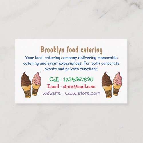 Ice cream cone cartoon illustration business card