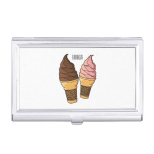 Ice cream cone cartoon illustration business card case