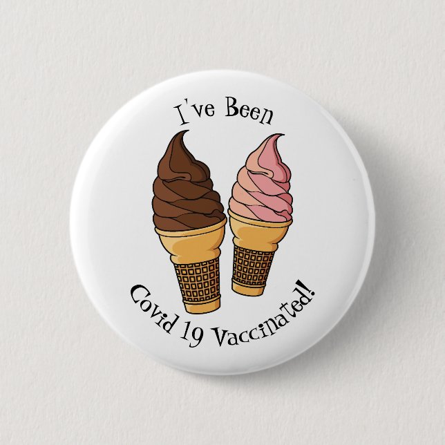 Ice cream cone cartoon illustration button (Front)