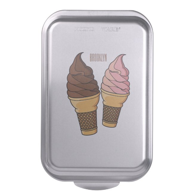 Ice cream cone cartoon illustration  cake pan (Front Vertical)