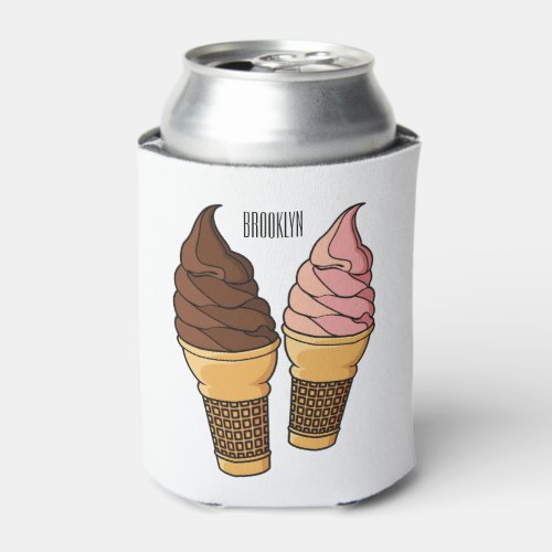 Ice cream cone cartoon illustration  can cooler