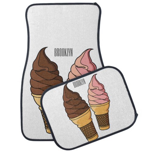 Ice cream cone cartoon illustration  car floor mat